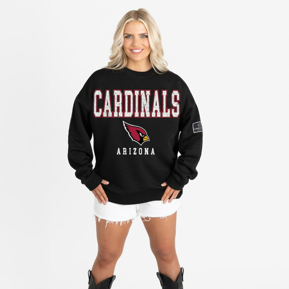 Arizona Cardinals Gameday Couture Women's Oversized Level Up Black Label Premium Fleece Sweatshirt Black - NFL