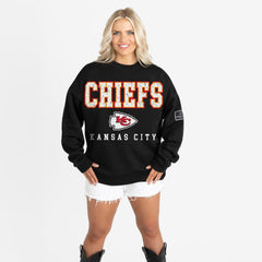 Kansas City Chiefs Gameday Couture Women's Oversized Level Up Black Label Premium Fleece Sweatshirt Black - NFL