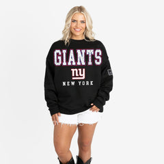 New York Giants Gameday Couture Women's Oversized Level Up Black Label Premium Fleece Sweatshirt Black - NFL