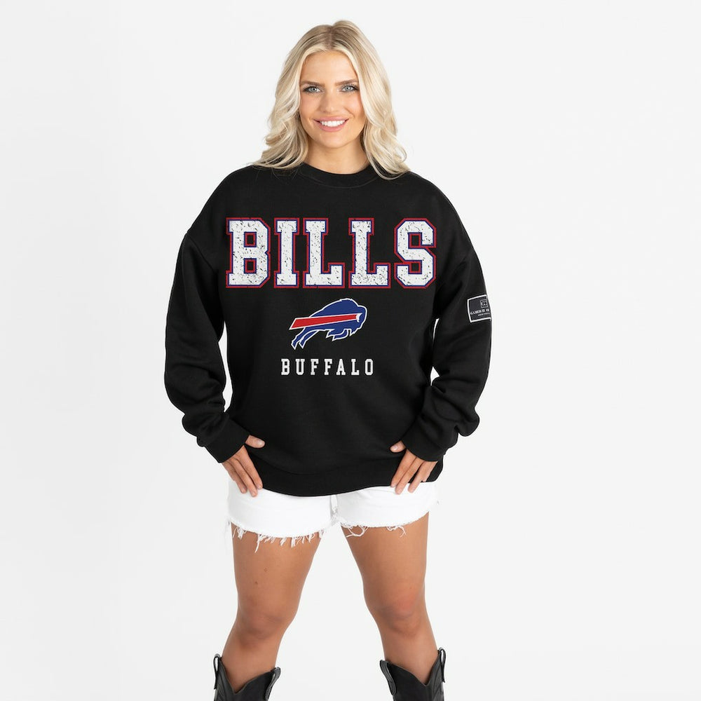 Buffalo Bills Gameday Couture Women's Oversized Level Up Black Label Premium Fleece Sweatshirt Black - NFL