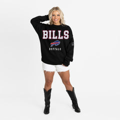 Buffalo Bills Gameday Couture Women's Oversized Level Up Black Label Premium Fleece Sweatshirt Black - NFL