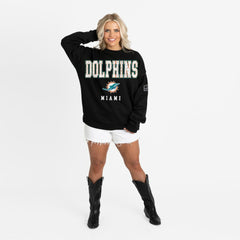 Miami Dolphins Gameday Couture Women's Oversized Level Up Black Label Premium Fleece Sweatshirt Black - NFL