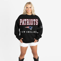 New England Patriots Gameday Couture Women's Oversized Level Up Black Label Premium Fleece Sweatshirt Black - NFL