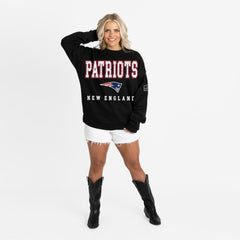 New England Patriots Gameday Couture Women's Oversized Level Up Black Label Premium Fleece Sweatshirt Black - NFL