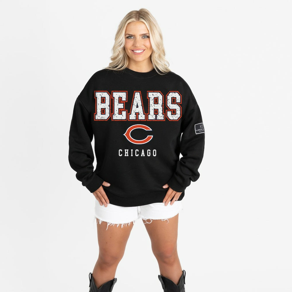 Chicago Bears Gameday Couture Women's Oversized Level Up Black Label Premium Fleece Sweatshirt Black - NFL