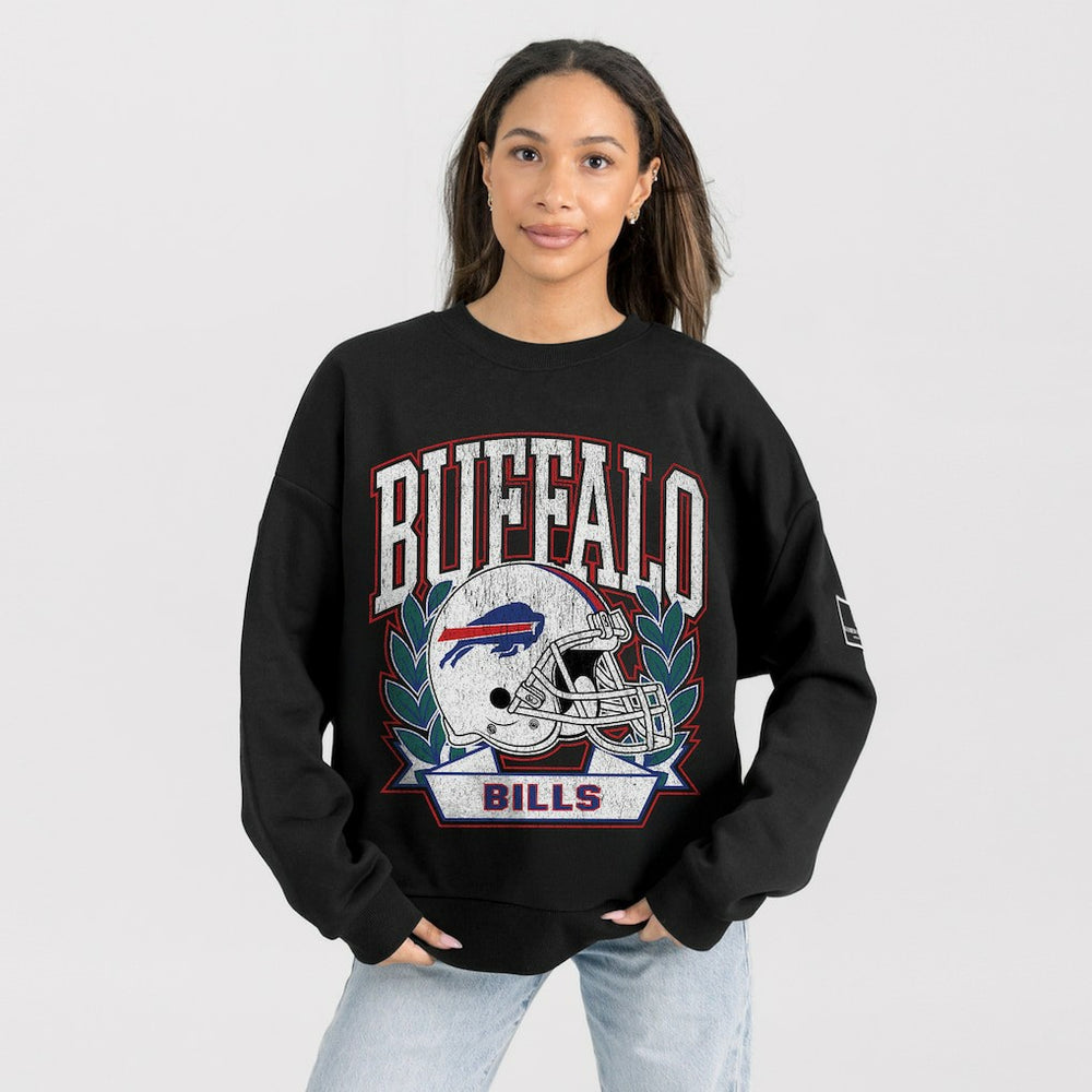 Buffalo Bills Gameday Couture Women's Oversized Victory Lane Black Label Premium Fleece Sweatshirt Black - NFL