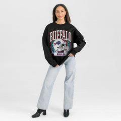 Buffalo Bills Gameday Couture Women's Oversized Victory Lane Black Label Premium Fleece Sweatshirt Black - NFL