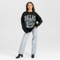 Dallas Cowboys Gameday Couture Women's Oversized Victory Lane Black Label Premium Fleece Sweatshirt Black - NFL