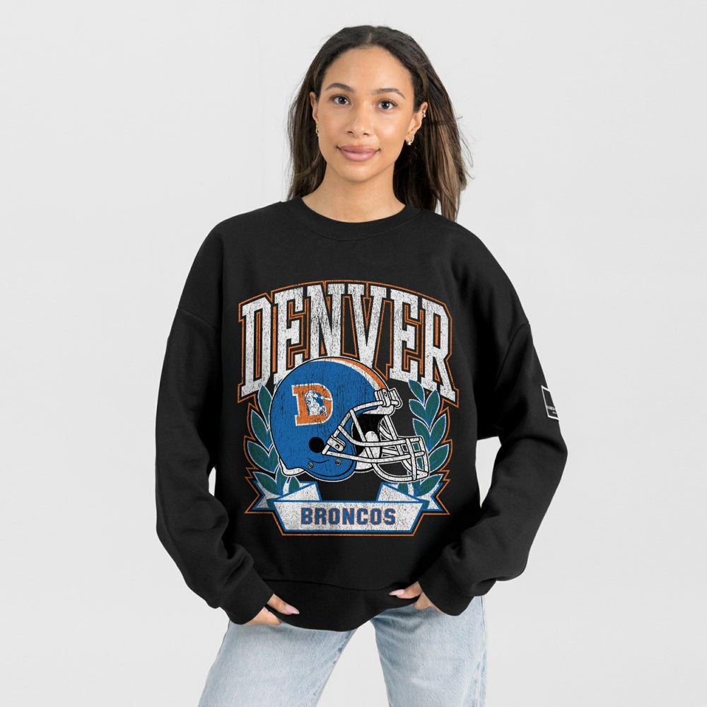 Denver Broncos Gameday Couture Women's Oversized Victory Lane Black Label Premium Fleece Sweatshirt Black - NFL