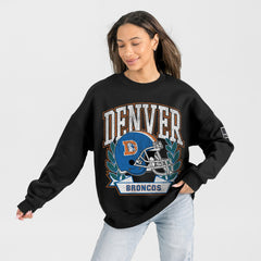 Denver Broncos Gameday Couture Women's Oversized Victory Lane Black Label Premium Fleece Sweatshirt Black - NFL