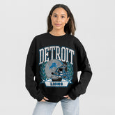 Detroit Lions Gameday Couture Women's Oversized Victory Lane Black Label Premium Fleece Sweatshirt Black - NFL