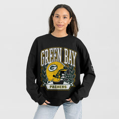 Green Bay Packers Gameday Couture Women's Oversized Victory Lane Black Label Premium Fleece Sweatshirt Black - NFL