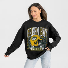 Green Bay Packers Gameday Couture Women's Oversized Victory Lane Black Label Premium Fleece Sweatshirt Black - NFL