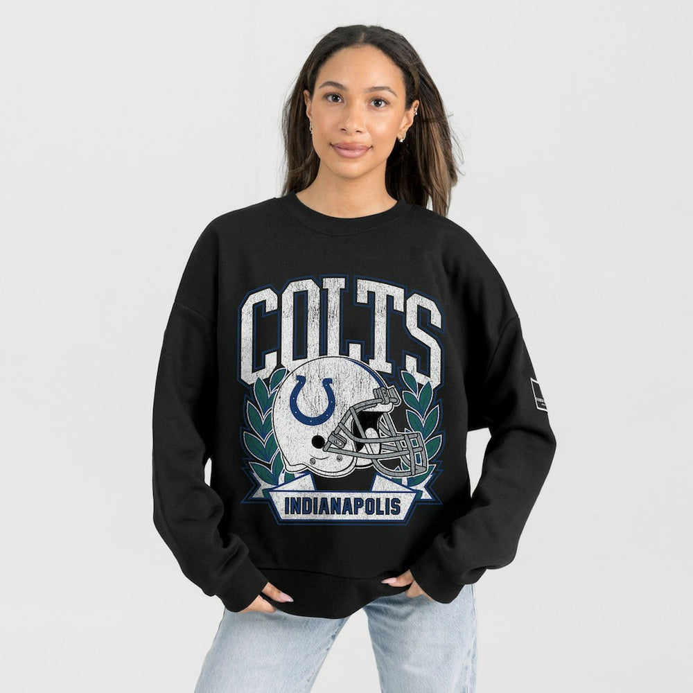 Indianapolis Colts Gameday Couture Women's Oversized Victory Lane Black Label Premium Fleece Sweatshirt Black - NFL