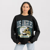 Los Angeles Chargers Gameday Couture Women's Oversized Victory Lane Black Label Premium Fleece Sweatshirt Black - NFL
