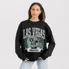 Las Vegas Raiders Gameday Couture Women's Oversized Victory Lane Black Label Premium Fleece Sweatshirt Black - NFL