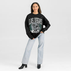 Las Vegas Raiders Gameday Couture Women's Oversized Victory Lane Black Label Premium Fleece Sweatshirt Black - NFL