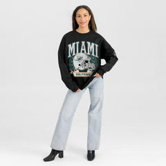 Miami Dolphins Gameday Couture Women's Oversized Victory Lane Black Label Premium Fleece Sweatshirt Black - NFL
