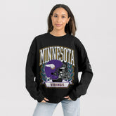 Minnesota Vikings Gameday Couture Women's Oversized Victory Lane Black Label Premium Fleece Sweatshirt Black - NFL