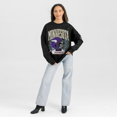 Minnesota Vikings Gameday Couture Women's Oversized Victory Lane Black Label Premium Fleece Sweatshirt Black - NFL