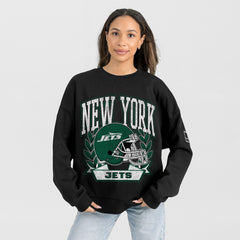 New York Jets Gameday Couture Women's Oversized Victory Lane Black Label Premium Fleece Sweatshirt Black - NFL