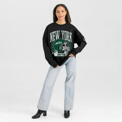 New York Jets Gameday Couture Women's Oversized Victory Lane Black Label Premium Fleece Sweatshirt Black - NFL