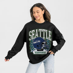 Seattle Seahawks Gameday Couture Women's Oversized Victory Lane Black Label Premium Fleece Sweatshirt Black - NFL