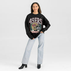 San Francisco 49ers Gameday Couture Women's Oversized Victory Lane Black Label Premium Fleece Sweatshirt Black - NFL