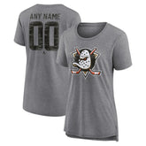 Anaheim Ducks - Women's Heritage Custom Tri-Blend T-Shirt Gray