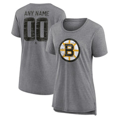 Boston Bruins Women's Heritage Custom Tri-Blend T-Shirt Gray