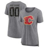 Calgary Flames - Women's Heritage Custom Tri-Blend T-Shirt Gray