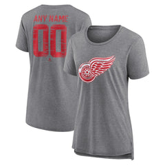 Detroit Red Wings - Women's Heritage Custom Tri-Blend T-Shirt Gray