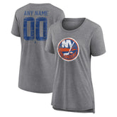 New York Islanders - Women's Heritage Custom Tri-Blend T-Shirt Gray
