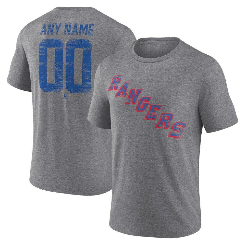 New York Rangers Heritage Custom Tri-Blend T-Shirt Gray