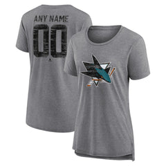 San Jose Sharks - Women's Heritage Custom Tri-Blend T-Shirt Gray