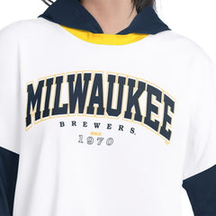 Milwaukee Brewers G-III 4Her by Carl Banks Women's Key Player Oversized Hooded Long Sleeve T-Shirt On Sale