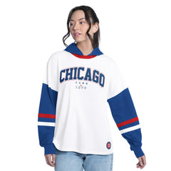 Chicago Cubs G-III 4Her by Carl Banks Women's Key Player Oversized Hooded Long Sleeve T-Shirt Sale