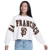 San Francisco Giants G-III 4Her by Carl Banks Women's Bleachers Cropped Pullover Sweatshirt Lifestyle
