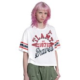 Atlanta Braves Starter Women's Cropped Hurry Up Offense T-Shirt On Sale