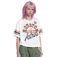 Houston Astros Starter Women's Cropped Hurry Up Offense T-Shirt Lifestyle