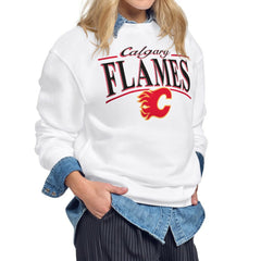 Calgary Flames - Starter Women's Arch Stripe Fleece Sweatshirt White