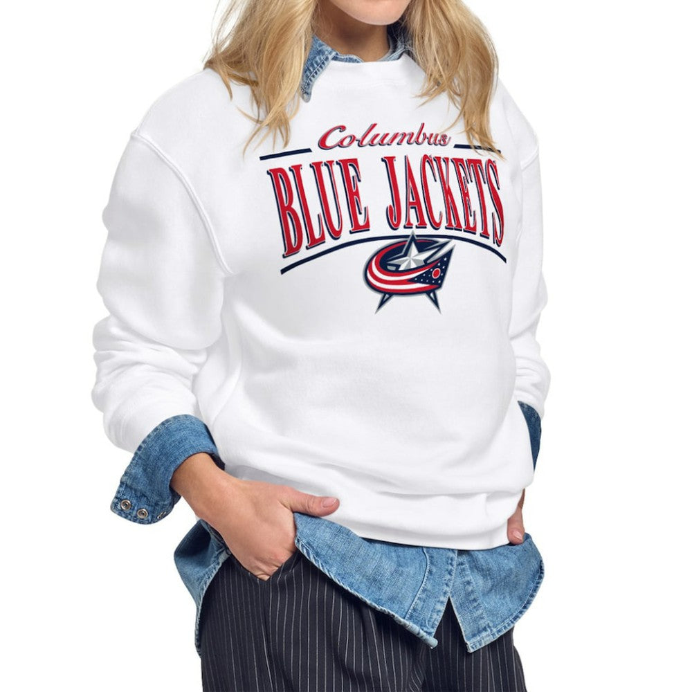 Columbus Blue Jackets - Starter Women's Arch Stripe Fleece Sweatshirt White