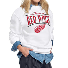 Detroit Red Wings - Starter Women's Arch Stripe Fleece Sweatshirt White