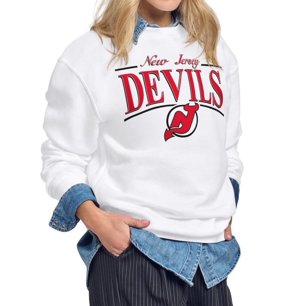New Jersey Devils - Starter Women's Arch Stripe Fleece Sweatshirt White