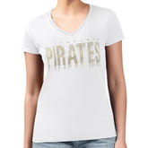 Pittsburgh Pirates G-III 4Her by Carl Banks Women's Metallic Drop Lightweight V-Neck T-Shirt Lifestyle