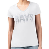 Tampa Bay Rays G-III 4Her by Carl Banks Women's Metallic Drop Lightweight V-Neck T-Shirt Sale