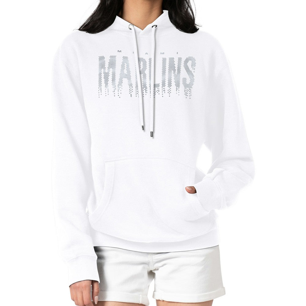 Miami Marlins G-III 4Her by Carl Banks Women's Metallic Drop Fleece Hoodie Clearance