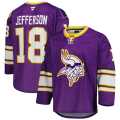 Justin Jefferson Minnesota Vikings Hockey Jersey Purple - Fanatics