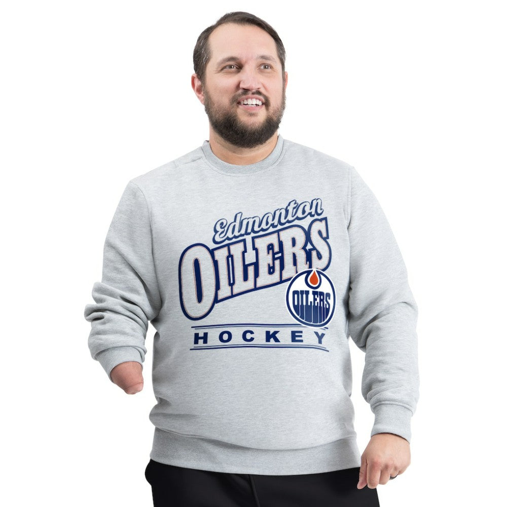 Edmonton Oilers - G-III Sports by Carl Banks Adaptive Headliner Fleece Sweatshirt Gray