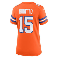 Nik Bonitto Denver Broncos Women's Alternate 2 Mile High Collection 1977 Throwback Game Jersey Orange - Nike
